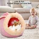 Cat Beds for Indoor Cats - Rabbit-Shaped Cat Cave Bed with Hanging Toy,Super Soft Calming Pet Bed for Kitten&Puppy,Small Dog,Warm Plush&Machine Washable&Removable Cotton Pad,Cat Hideaway