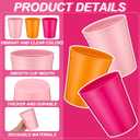 Yungyan 24 Pcs Reusable Plastic Cups 16 Oz Baby Shower Cups for Birthday Camp BabyShower Decorations Bridal Shower Wedding Boho Party (Pink)