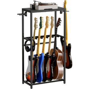 Guitar Stand, Guitar Rack for Acoustic Holder, Electric Guitar, Bass, Multiple Guitar Rack Holder for Guitars, Guitar Amp Accessories, for Home Music Studio, Black GSHB6501