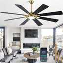 Bella Depot 72" Black and Gold Ceiling Fan with Light Large Ceiling Fan with Remote Dimmable LED Tri-Color Temperature 6-Speed Quiet DC Motor Chandelier Fan for Bedroom Living Room Patio