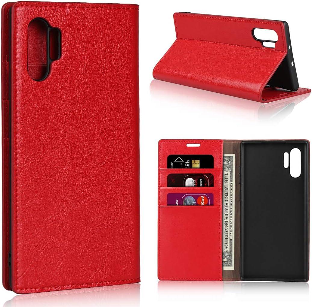 iCoverCase for Samsung Galaxy Note 10 Plus Wallet Case with Card Slots Holder, Premium Leather Kickstand Feature Flip Folio Case Cover for Galaxy Note 10 Plus (Red)