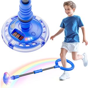 Skip Ball for Kids, Ankle Skip Ball Toy with Counter, Timer and Cal Calculator, Boys Birthday Gifts for Age 6 7 8 9 10+, Rechargeable Colorful Flash Wheel Skip Ball for Boys, Indoor Outdoor Toys