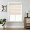 Joydeco No Drill Zebra Blinds for Windows, Cordless Day & Night Dual Sheer Roller Shades, Easy Installation, Free-Stop Lift System, Light Filtering Privacy Blinds for Home(Beige,31" W x 75" H)