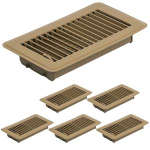 6 Pack 4" x 8" Floor Register- Heavy Duty Steel Walkable Floor Vent Covers - Easy Adjust Air Supply Lever - Vent Covers for Home Floor (Brown, 4x8 Inches)