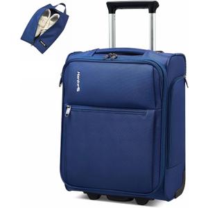 Hanke Underseat Carry On Luggage with Wheels, 17-Inch Small Suitcase Rolling Under Seat Luggage, Lightweight Personal Item Bag with 15.6" Compartment for Overnight & Short Trips, Blue
