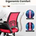 DUMOS Ergonomic Office Chair, Executive Desk Chair with Lumbar Support | Mid Back, Breathable Backrest, Fixed Armrest, Height Adjustable, 360 Swivel, Computer Gaming, Meeting, Red, 22.6" W x 23.62" D x 37.4" H