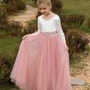 Abaowedding Lace V-Back Flower Girl Dress Tutu Tulle Princess Party Dress with Satin Sash, 6-7Y