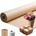 48" × 2400"(200') Thickened Brown Kraft Paper Roll， Flower Bouquet Brown Wrapping Paper Roll，Gift Wrapping Paper for Moving, Bulletin Board,Birthday, (Brown, 48" × 200')