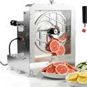 WantJoin Commercial Electric Vegetable Slicer - Upgraded Glass Window 300LBS/H Vegetable Slicer Machine w/ 0-0.4" Adjustable Thickness, Stainless Steel Blade, For Catering Food Prep - Sliver