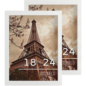 QDSSDECO 18x24 Poster Frame White Wood Frame with Plexiglass Horizontal and Vertical Formats Hanging on the Wall Display Picture, Set of 2, 18"x24"2pk