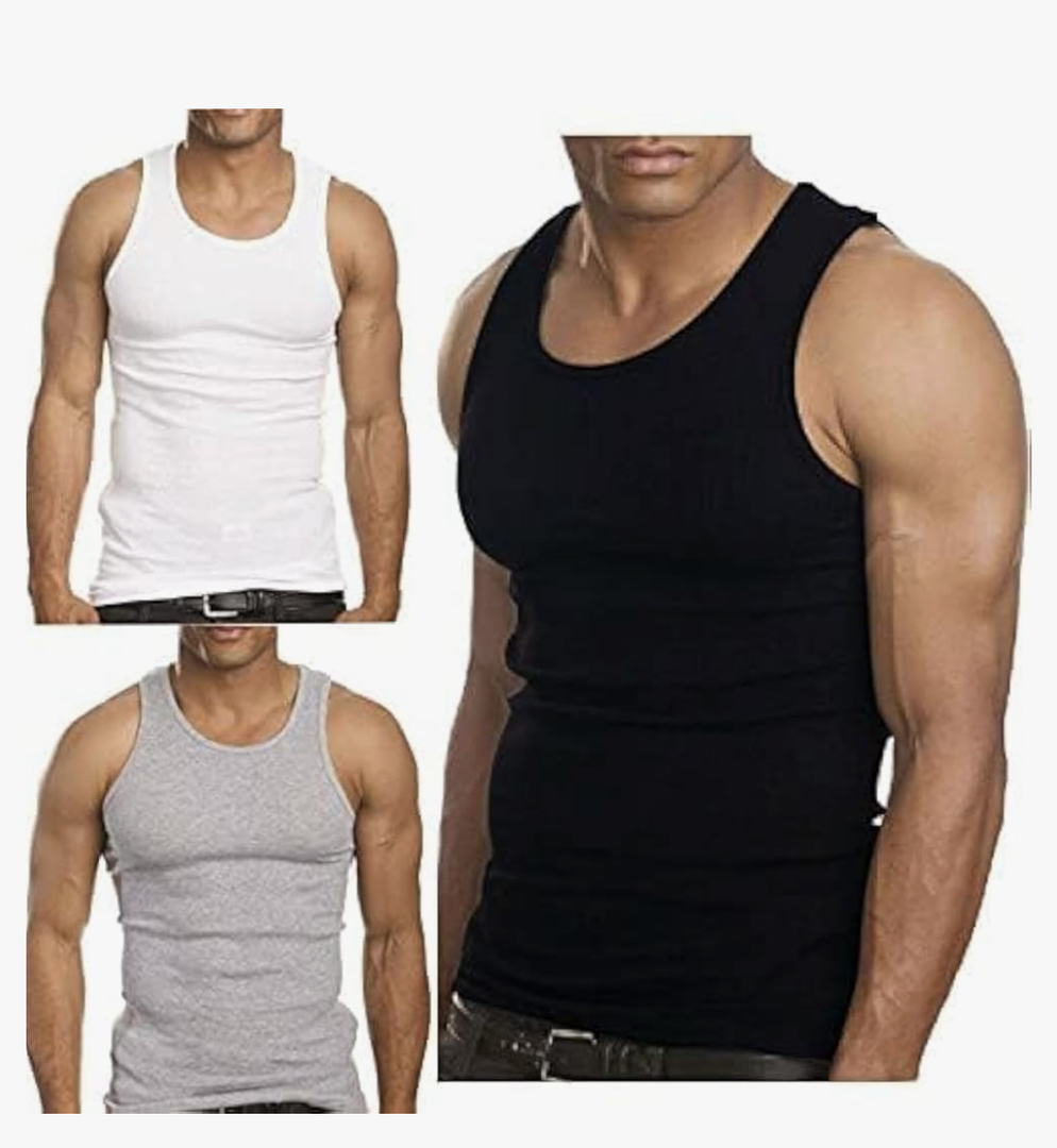 Multipacks Mens 100% Cotton Tank Top White/Black Wife Beater A-Shirt Undershirt Pack 3 XXL