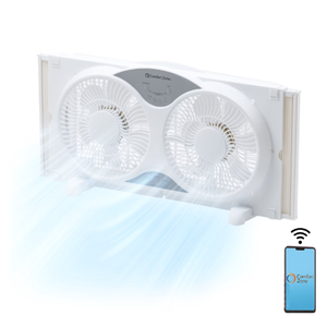 Comfort Zone Smart Wi-Fi Reversible Twin Window Fan with Cover and Bug Screen 