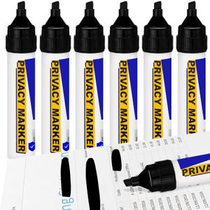Fuyoooo 6 Pack Secure Marker Redacting Pen Privacy Blackout Marker Security Redaction Pen for Blacking Out Private Information Confidential Forms Sensitive Documents Mailing Addresses