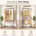 Double Rod Clothes Rack, 35" Wide Hanging Rack for Clothes, Portable Clothing Racks for Hanging Clothes, Rolling Garment Racks with Wheels for Bedroom Closet, Black
