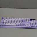 Wireless Keyboard, Round Keycaps, Retro Typewriter Keyboard with Detachable Wrist Rest, Sleep Mode, Foldable Legs, 2.4GHz Full-Size Cordless Computer Keyboard for Windows/PC/Laptop (Colorful-Purple)
