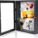 Muzilife 11x14 Shadow Box Picture Frame - 2.16" Interior Deep Wood & Glass Display Case Ready to Hang Memory Box Baby Sports Memorabilia, Pins, Awards, Tickets, and Photos (Black)