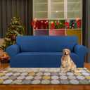 KEKUOU Stretch Sofa Cover Slipcover ，Couch Covers for 3 Cushion Couch Sofa pet Friendly (78"-94") Furniture Protector Sofa with Elastic Bottom for Kids,Dog, Jacquard Small Checked(Large,Classic Blue)