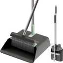 JOYMOOP Black Broom and Dustpan Set with 56 Handle, Upright Angle Design for Pet Hair and Hard Floor Sweeping (Black & Light Green)