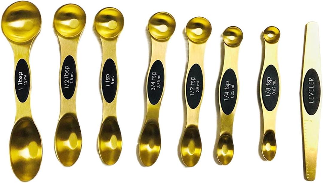 Stainless Steel Magnetic Measuring Spoons Set,Double-Ended Measuring Spoon Set, Food-Grade Baking Household Limited Salt Measuring Spoon Seasoning Spoon. (B)