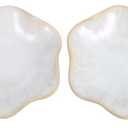2pcs Lotus Leaf Shaped Ceramic Jewelry Tray Ring Dish Holder Small Organizer for Earrings Necklaces Bracelets Keys with Box and Pearl Cotton Bag