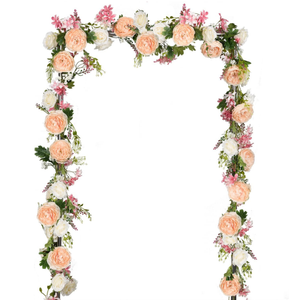 DearHouse 2Pack Artificial Peony Flower Garland  6ft/Strand Silk Peony Flower Greenery Garland with Fake Willow Leaves for Wedding Ceremony Backdrop Party Table Centerpieces Decor (Pink)
