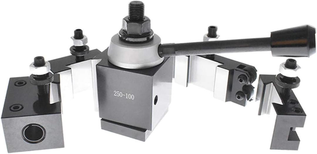 Findmall 6Pcs AXA 250-100 Tool Post Set CNC High Accuracy Piston Type Quick Change Tool Post Set Swing Dia 12 Inch