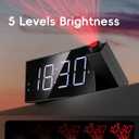 Mesqool Digital Projector Alarm Clocks for Kids Bedroom,Plug-in Clock with 180 Projection on Ceiling Wall,Dual Alarms for Heavy Sleepers,Battery Backup,USB Charging Port,Easy-to-Set,Dimmer,Snooze (White Digits; Red Projection)