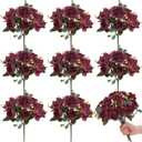 Yunsailing 8 Packs Artificial Peony Flowers Faux Silk Hydrangea Bouquet Vintage Wedding Home Table for Door Decor Reusable Bouquet of Rose Flowers for Valentine Wedding Birthday Party(Burgundy)
