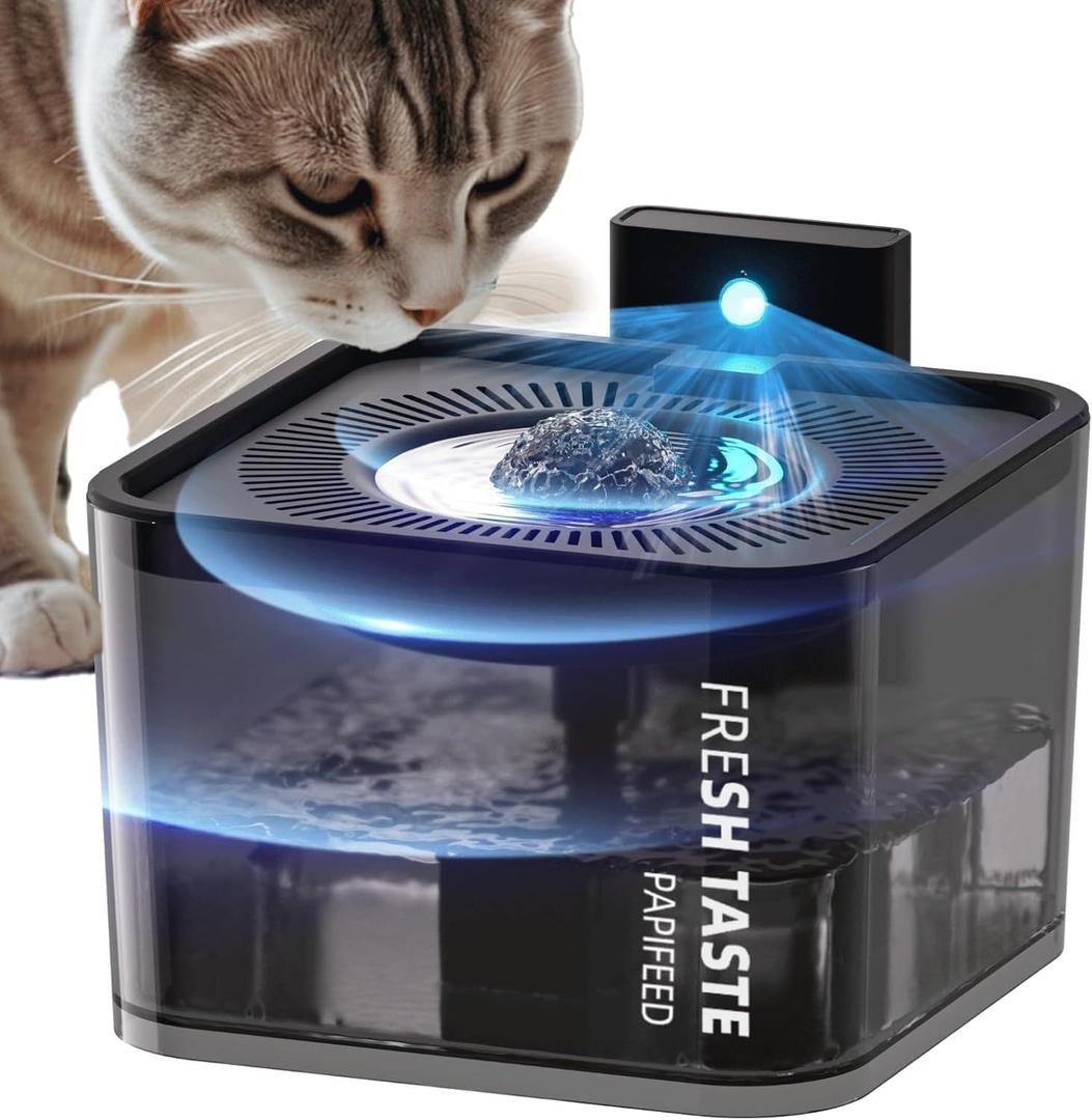 Wireless Cat Water Fountain, 106oz/3L Battery Operated Pet Water Fountain Cordless for Cats Indoor, Automatic Cat Drinking Dispenser with Motion Sensor, Leak-Proof Silicone Pad Included Black