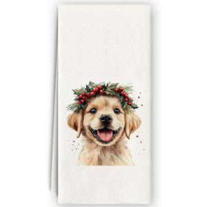 Golden Retriever Kitchen Towels - Christmas Dog Decor, Christmas Golden Retriever Dog Lovers Gifts, Cute Xmas Hand Towels Dish Towels for Kitchen Bathroom, 16x24 Inch