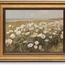 Gold Framed Wall Art Vintage Wildflower Canvas Art Farmhouse Floral Picture White Flower Wall Decor Antique Prints Rustic Paintings Landscape Artwork for Bedroom Living Room 8x10 Inch