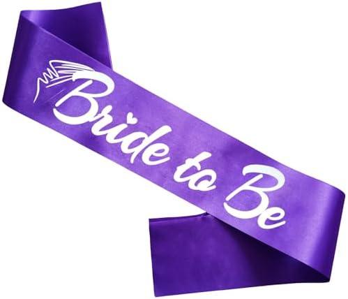 HUBEISIYU Bride to Be Sash, Funny Bachelor Sashes for Future Bride Engagement Gift Idea Wedding Party Decorations Bachelorette Party Supplies, Purple + Silver(Bride to Be) 2 PACK