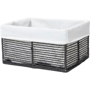 GYASVWU Hand-Woven Paper Rope Storage Baskets,Rectangular Wicker Baskets for Organizing,Decorative Woven Basket for Storage,Shelf Basket for Living Room,Storage Baskets for Pantry (Black - Large)