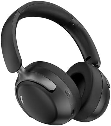 LORELEI QC30 Hybrid Active Noise Cancelling Headphones, 60H Playtime, Built-in Mic, Wireless Over Ear Headsets with Case,Bluetooth 5.4,Deep Bass Comfort Fit Soft-Earpads Fast Charging -Space Black
