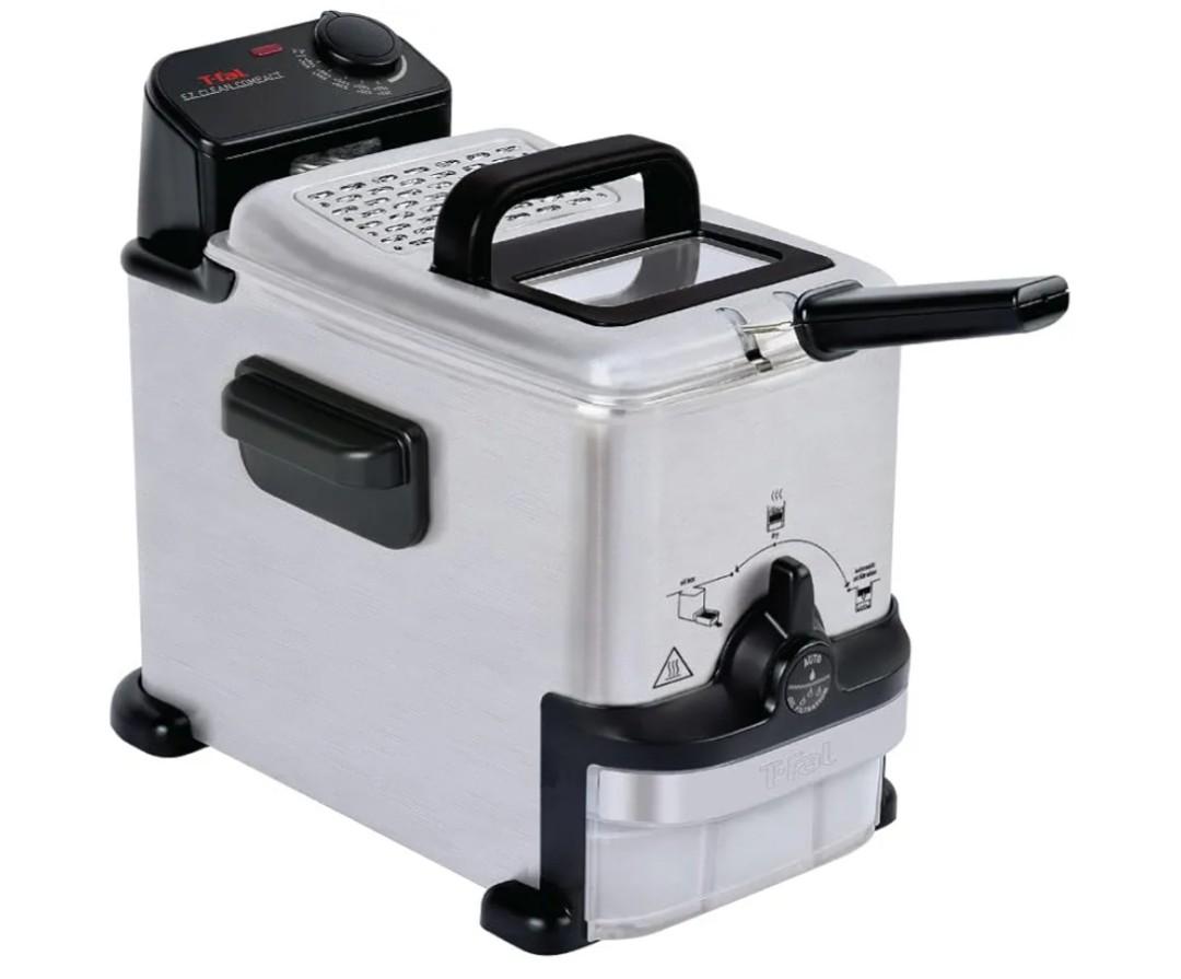 T-fal Compact EZ Clean Stainless Steel Deep Fryer with Basket for Home Use, 1.8 Liter Oil and 1.7 Pound Food Capacity, 1200 Watts, Easy Clean Temp Control, Oil Filtration, 1.8 L