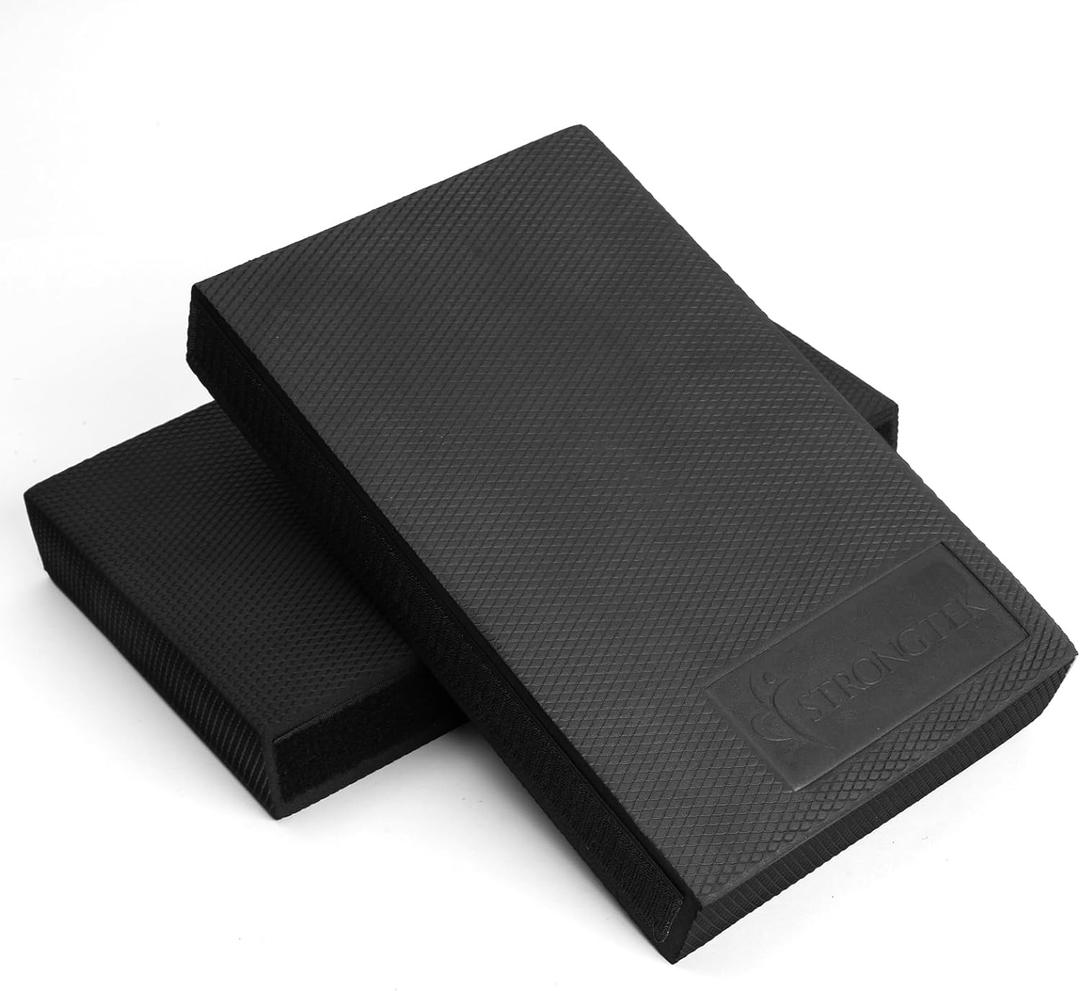 StrongTek 2-in-1 Non-Slip Balance Pad - High-Density Foam Cushion, Supportive Exercise Mat & Knee Pad for Core Training, Yoga, Pilates, Physical Therapy, Stability Training, Stretching, and Rehab (Large, BLACK)