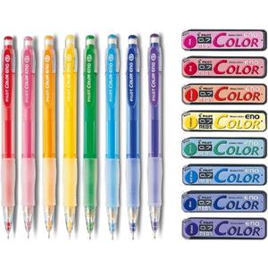 Pilot Color Eno 0.7mm Automatic Mechanical Pencil 8 Color Set & 0.7mm Lead Refill 8 Color Set