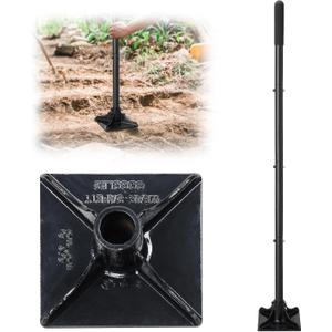 Steel Tamper, 8"x 8" Ground Tamper Tool for Ground Leveling, 58 Handle, Heavy Duty Manual Landscaping Tampers for Dirt,Soil,Concrete,Asphalt,Driveway, Pavements Repairing