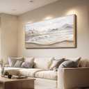 Canvas Wall Art for Living Room Wall Decor for Bedroom Office Wall Decoration Neutral Coastal Mountain Landscape Painting Wood Frame Artwork Room Aesthetic Home Decor 20x40 in