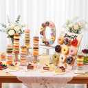 Lallisa 12 Pcs Wooden Donut Stand Set Number 0 Donut Display Stand 1 Doughnut Wall Display 4 Mini Charcuterie Boards 6 Doughnut Holder Tower for Dessert Table Birthday Wedding Baby Shower Party Decor