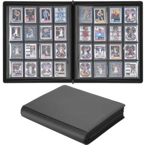 16-Pocket Toploader Binder Holds 640 3"x 4" 35PT Toploaders, Card Collection Albums with Sleeves for Sports Cards Rigid Cards