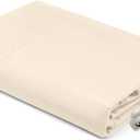 Royale Linen 100% Organic Cotton California King Flat Sheet Only - Super Soft - Percale Top Sheets - California King Flat Sheet Sold Separately - Cool & Crisp White Sheets Only (108" x102", Cream)
