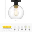 Tawson Dan Modern Farmhouse 1-Light Flush Mount Ceiling Light Clear Glass Globe Black Gold Finish for Hallway, Entryway, Passway, Bedroom, Garage, Kitchen, Balcony