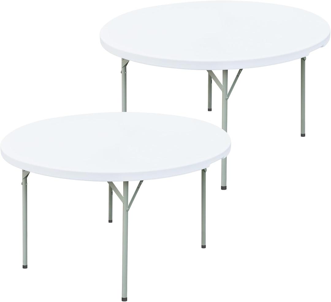 2 Pack Round Fitted Tablecloth 48 Inch Stretch Spandex Table Cover White Washable Table Cloth Elastic Table Topper for Indoor and Outdoor