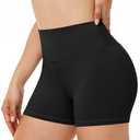 Runhit Spandex Shorts Women Biker Workout Gym Yoga Athletic Running Volleyball Booty Tummy Control High Waisted Soft Compression No See Through 3" M Black