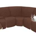Arfntevss Recliner Sectional Couch Covers 1OO% Waterproof L Shape Sofa Cover for Reclining L Shaped Sectional Slipcover Washable Corner Non Slip Protector (5 Seater with 1 Console, Coffee Brown)