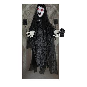 Haunted Hill Farm 4.3-Ft Animatronic Scary Demon Widow Door Greeter with Touch Activated Lights and Sound, Battery-Operated Indoor or Covered Outdoor Halloween Decoration