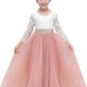 Abaowedding Lace V-Back Flower Girl Dress Tutu Tulle Princess Party Dress with Satin Sash, 6-7Y