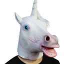 Creepy Party Deluxe Novelty Halloween Costume Party Latex Animal Head Mask, Unicorn
