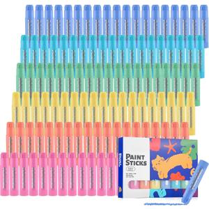 Gilprop 20 Sets Tempera Paint Sticks 120 Pcs 6 Colors Washable Quick Drying Art Solid Tempera Paint Stick Bulk Crafts Supplies(Macaron)